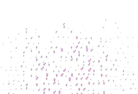 Light pink, blue vector pattern with gender elements. Stock Illustration