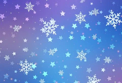 Light Pink, Blue vector pattern with christmas snowflakes, stars. 스톡 일러스트