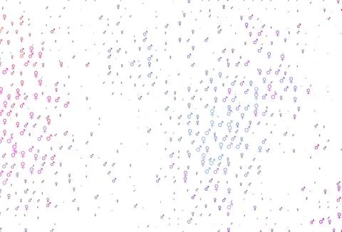 Light pink, blue vector texture with male, female icons. Stock Illustration