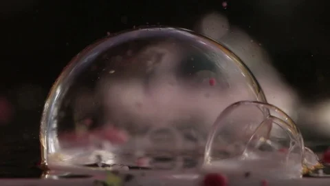 Light Pink Bubble Pops Slow Motion Stock Footage 75561803
