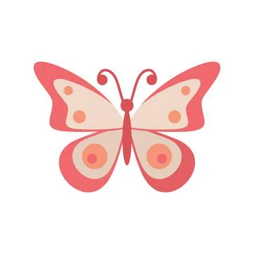 Light pink butterfly icon in flat style Stock Illustration