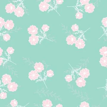 Light pink daisy flowers repeat pattern. Beauty pink daisy retro background Stock Illustration
