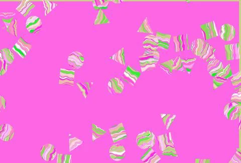 Light Pink, Green vector background with triangles, circles, cubes. Stock Illustration