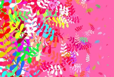 Light Pink, Green vector doodle pattern with leaves. Illustrazione stock