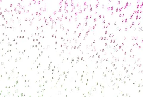 Light Pink, Green vector pattern with music elements. イラスト素材