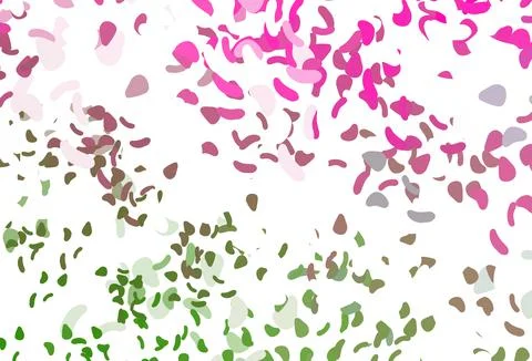 Light Pink, Green vector pattern with chaotic shapes. Stock Illustration