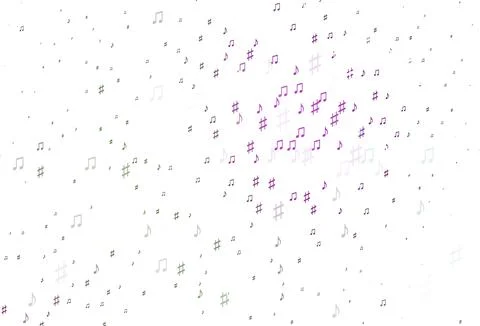 Light Pink, Green vector pattern with music elements. 스톡 일러스트