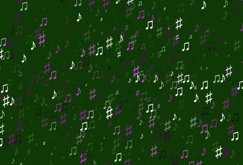 Light Pink, Green vector pattern with music elements. Illustrazione stock