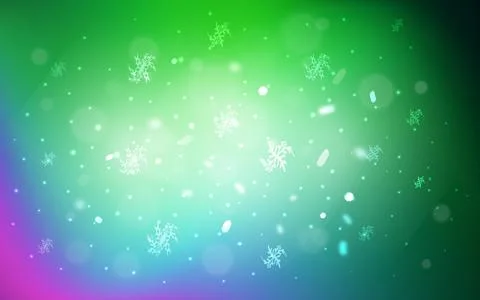 Light Pink, Green vector pattern with christmas snowflakes. Modern geometrica Stock Illustration