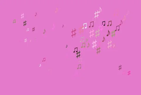 Light Pink, Green vector pattern with music elements. Illustrazione stock