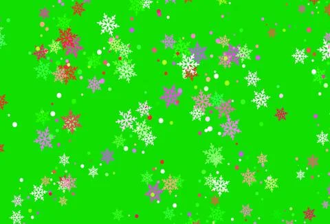Light Pink, Green vector template with ice snowflakes. Stock Illustration
