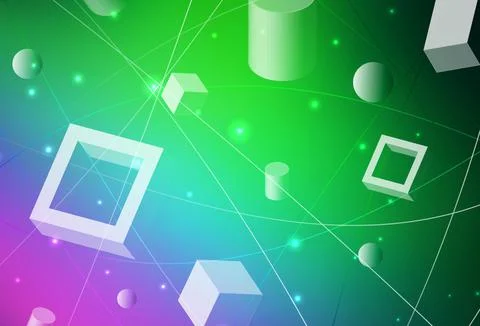 Light Pink, Green vector template with crystals, circles, squares. Ilustración de archivo
