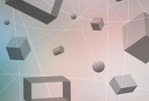 Light Pink, Green vector template with 3D cubes, cylinders, spheres, rectangl Illustrazione stock