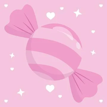 Light Pink Pastel Wrapped Candy with Hearts and Stars Sweet Valentine Backg.. Ilustração Stock