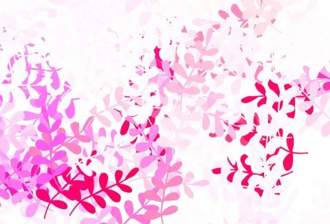 Light Pink, Red vector doodle pattern with leaves. Stock Illustration
