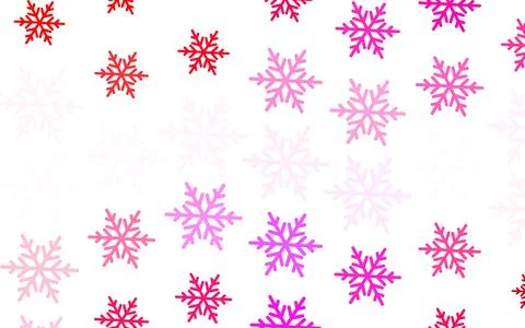 Light Pink, Red vector pattern with christmas snowflakes, stars. Stock Illustration