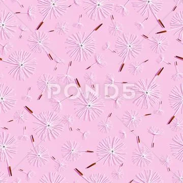 Light pink seamless pattern with dandelion fluff Stock Illustration