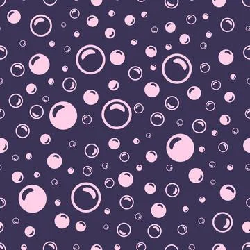 Light pink soap bubbles on a dark purple background. Illustrazione stock
