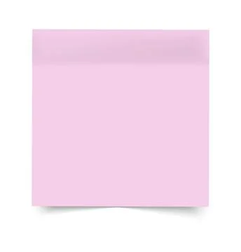 Light pink sticky note with curled bottom edge and soft shadow, blank and Stock Illustration