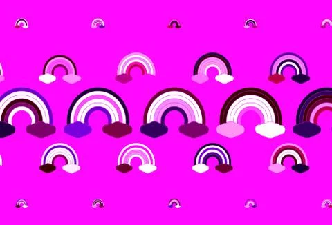Light Pink vector backdrop with rainbows, clouds. イラスト素材