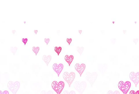 Light Pink vector background with Shining hearts. Stock Illustration