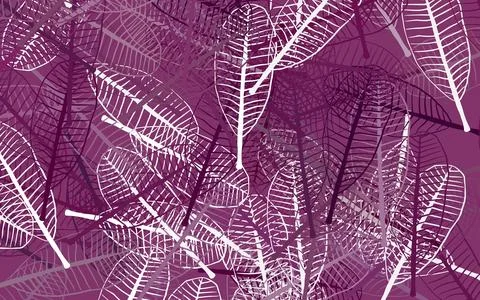 Light Pink vector doodle background with leaves. Stock Illustration