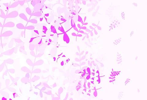 Light Pink vector doodle pattern with leaves. 스톡 일러스트