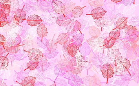 Light Pink vector doodle pattern with leaves. Stock Illustration