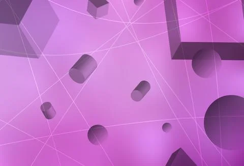 Light Pink vector layout with 3D cubes, cylinders, spheres, rectangles. イラスト素材