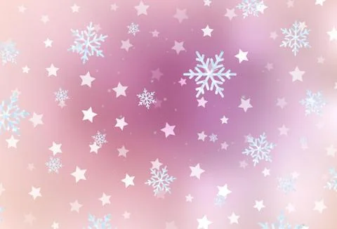 Light Pink vector pattern with christmas snowflakes, stars. 스톡 일러스트