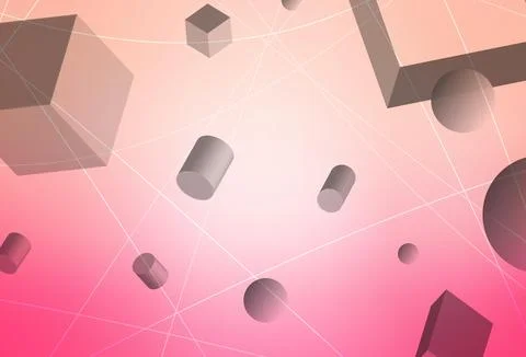 Light Pink vector template with 3D cubes, cylinders, spheres, rectangles. イラスト素材