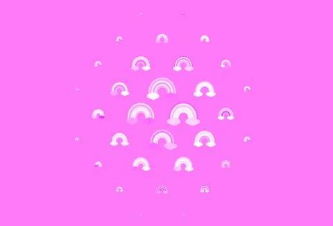 Light Pink vector texture with rainbows, clouds. Stock Illustration