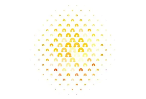 Light Pink, Yellow vector backdrop with rainbows, clouds. Illustrazione stock