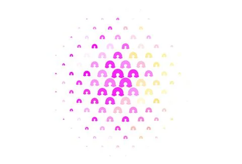 Light Pink, Yellow vector backdrop with rainbows, clouds. 스톡 일러스트