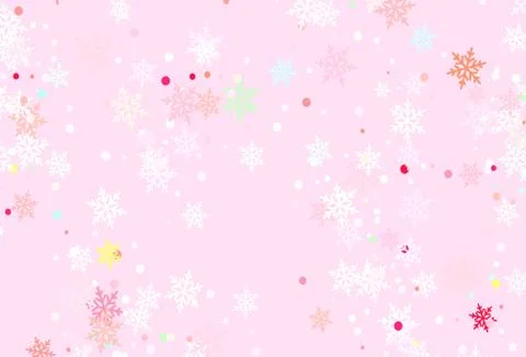 Light Pink, Yellow vector background with xmas snowflakes. Stock Illustration