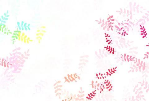 Light Pink, Yellow vector doodle backdrop with leaves. Stock Illustration