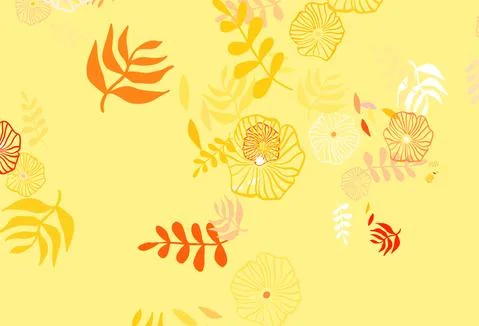 Light Pink, Yellow vector elegant pattern with leaves, flowers. Illustrazione stock