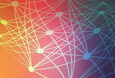 Light Pink, Yellow vector pattern with artificial intelligence network. Stockillustratie