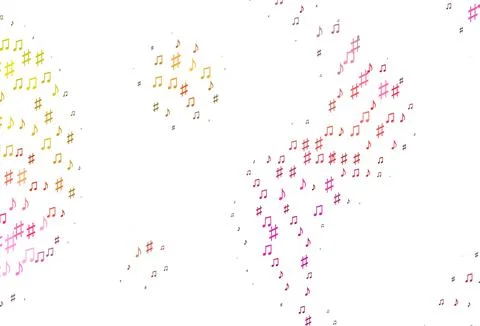 Light Pink, Yellow vector pattern with music elements. Stock Illustration