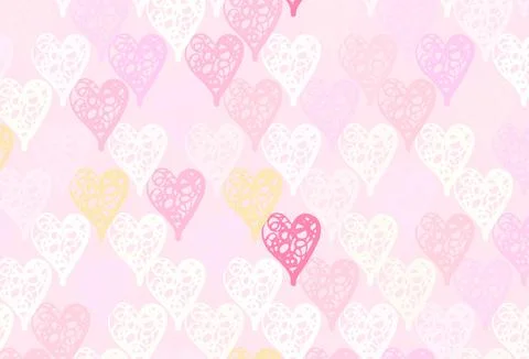 Light Pink, Yellow vector pattern with colorful hearts. Illustrazione stock