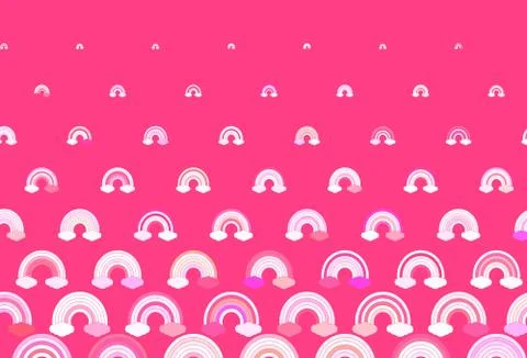 Light Pink, Yellow vector texture with rainbows, clouds. Stock Illustration