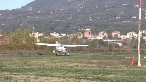 Light plane on the runway Video stock 331230136
