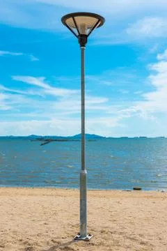 Light pole on beach Stock Photos