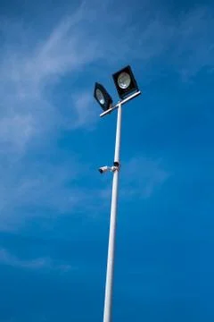 Light pole with security camera 스톡 사진