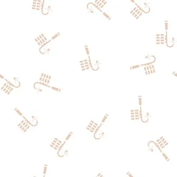 Light pole with solar panel glyph vector seamless pattern Stock Illustration