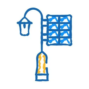 Light pole with solar panel icon doodle illustration Illustrazione stock