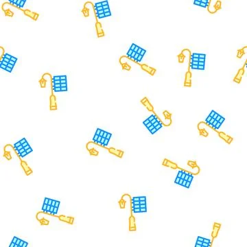Light pole with solar panel vector seamless pattern Stock Illustration