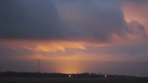 Light pollution from greenhouse on sunrise. Stock Footage 143496868