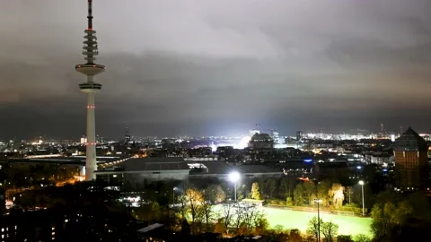 Light pollution in Hamburg Stock Footage 165760712
