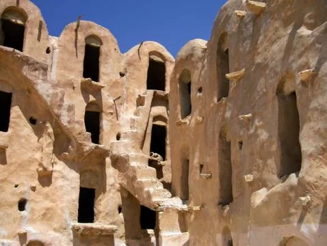 Light position reference of Tataouine historical houses, Tunisia Stock Photos